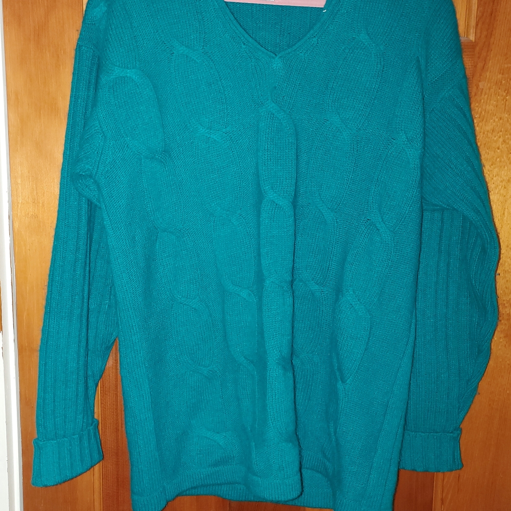 90's Vintage The Limited Teal V-Neck Women's Sweater